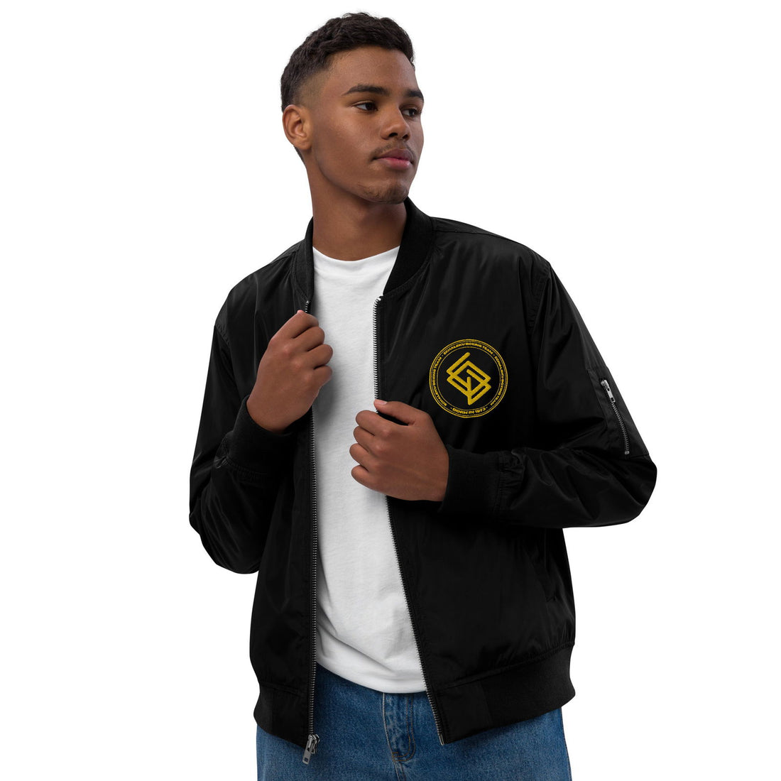 Chaqueta Bomber bordada Hombre Casual Echaleku Boxing Team Negro y Dorado - Echaleku Boxeo