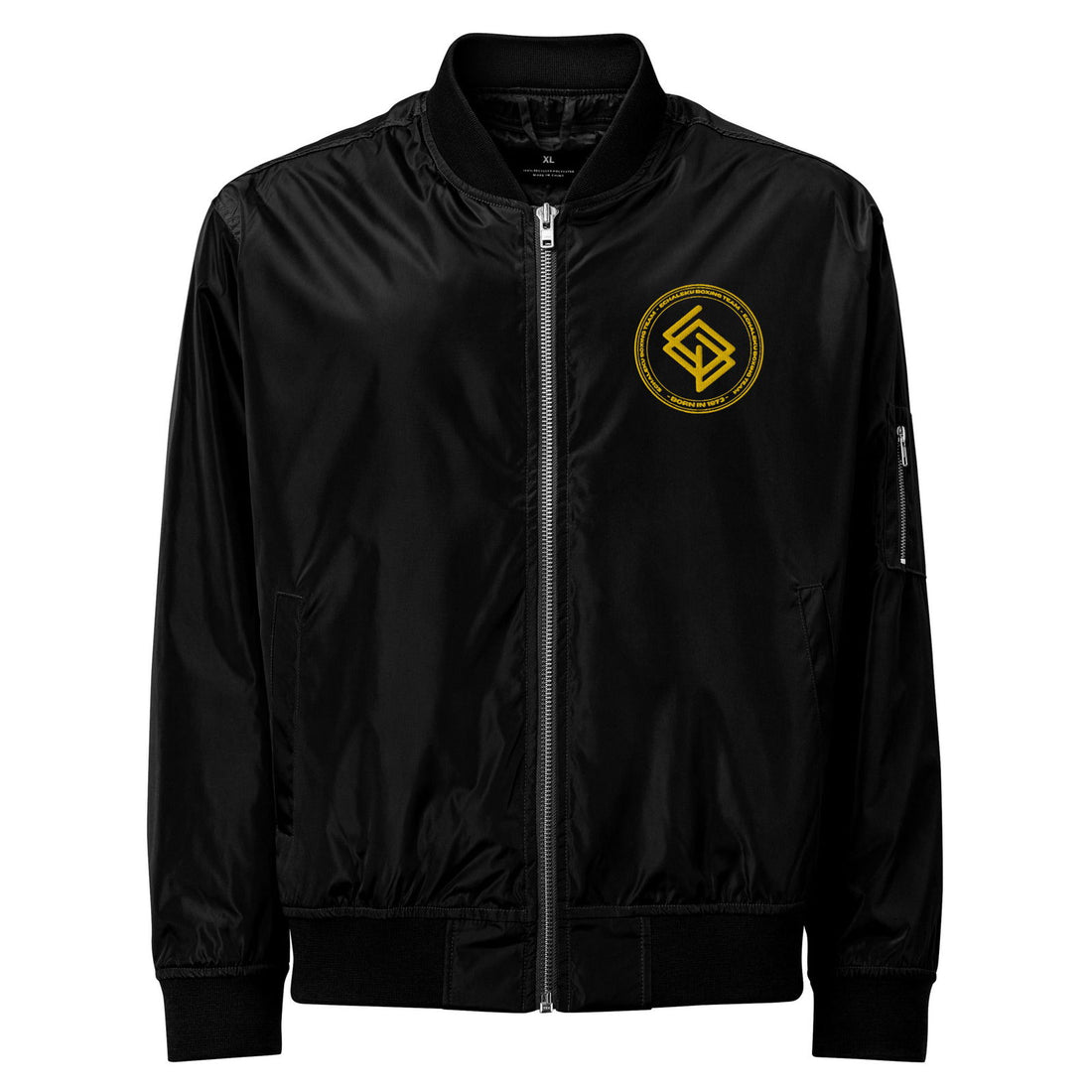 Chaqueta Bomber bordada Hombre Casual Echaleku Boxing Team Negro y Dorado - Echaleku Boxeo