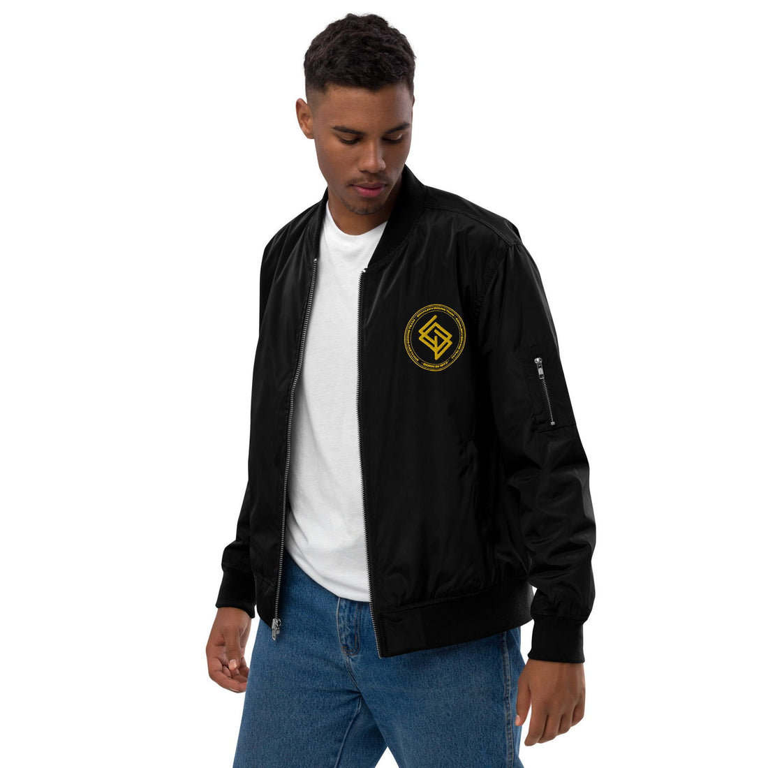 Chaqueta Bomber bordada Hombre Casual Echaleku Boxing Team Negro y Dorado - Echaleku Boxeo