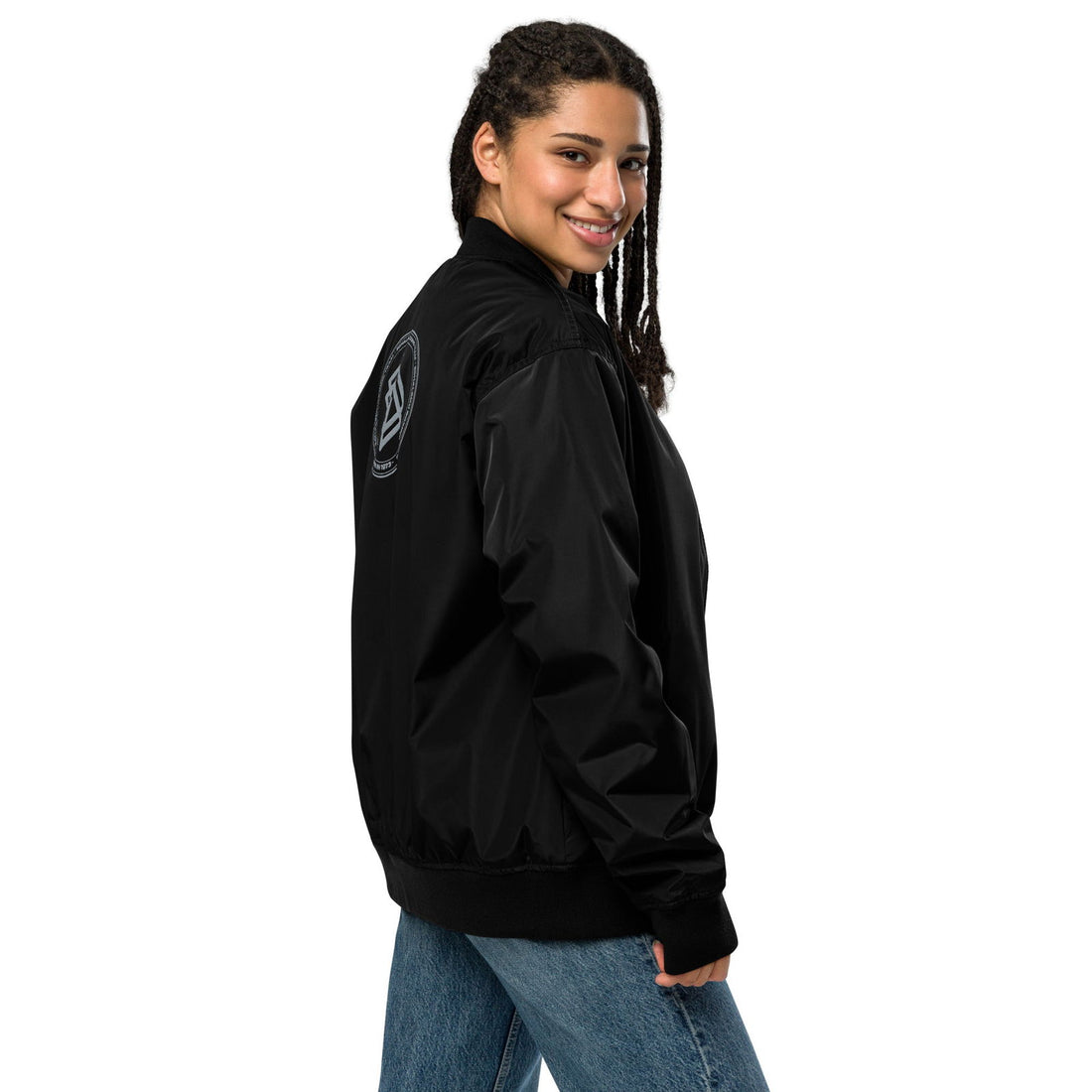 Chaqueta Bomber bordada MUJER Casual Echaleku Boxing Team Negro y Gris - Echaleku Boxeo