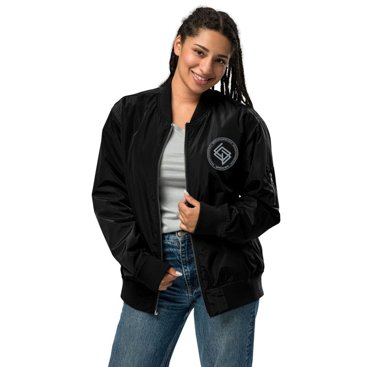 Chaqueta Bomber bordada MUJER Casual Echaleku Boxing Team Negro y Gris - Echaleku Boxeo