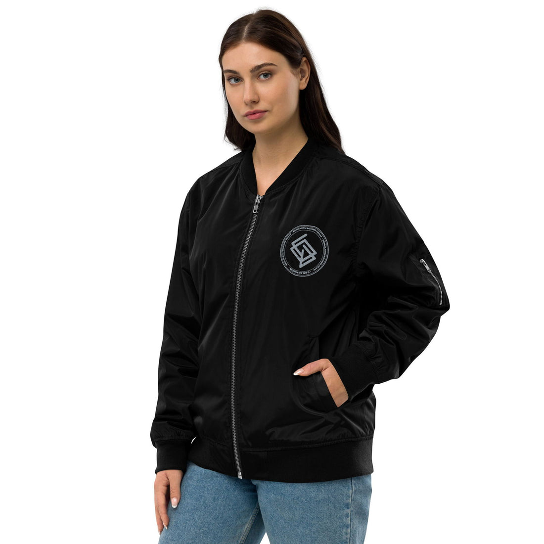 Chaqueta Bomber bordada MUJER Casual Echaleku Boxing Team Negro y Gris - Echaleku Boxeo