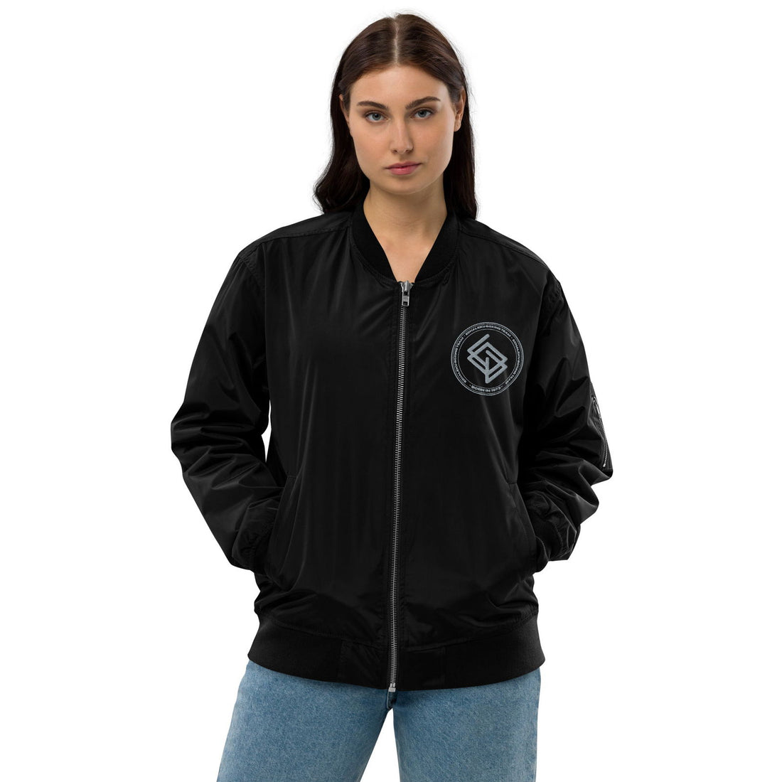 Chaqueta Bomber bordada MUJER Casual Echaleku Boxing Team Negro y Gris - Echaleku Boxeo