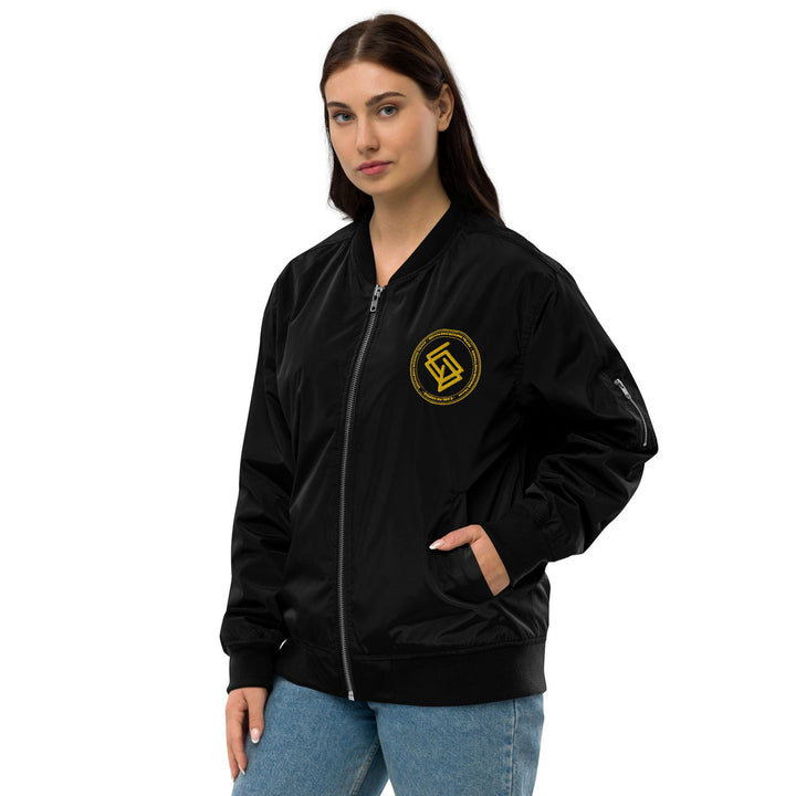 Chaqueta Bomber bordada Mujer Casual Echaleku Boxing Team Negro y Dorado - Echaleku Boxeo