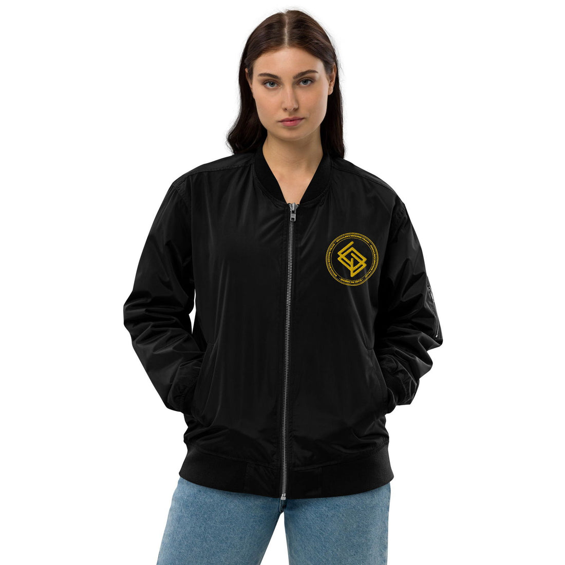 Chaqueta Bomber bordada Mujer Casual Echaleku Boxing Team Negro y Dorado - Echaleku Boxeo