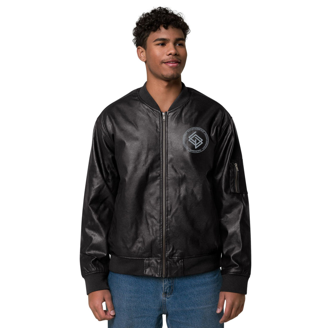 Chaqueta Bomber piel sintética HOMBRE bordada Echaleku Boxing Team Negro y Gris - Echaleku Boxeo