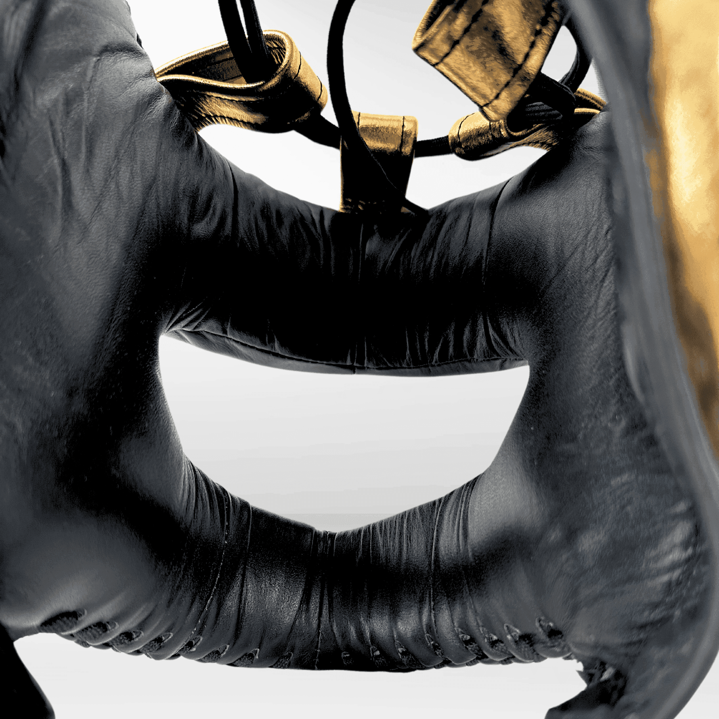 DUPLA Casco Boxeo Barra Piel Negro y Dorado + AZTECA Negro y Blanco - Echaleku Boxeo