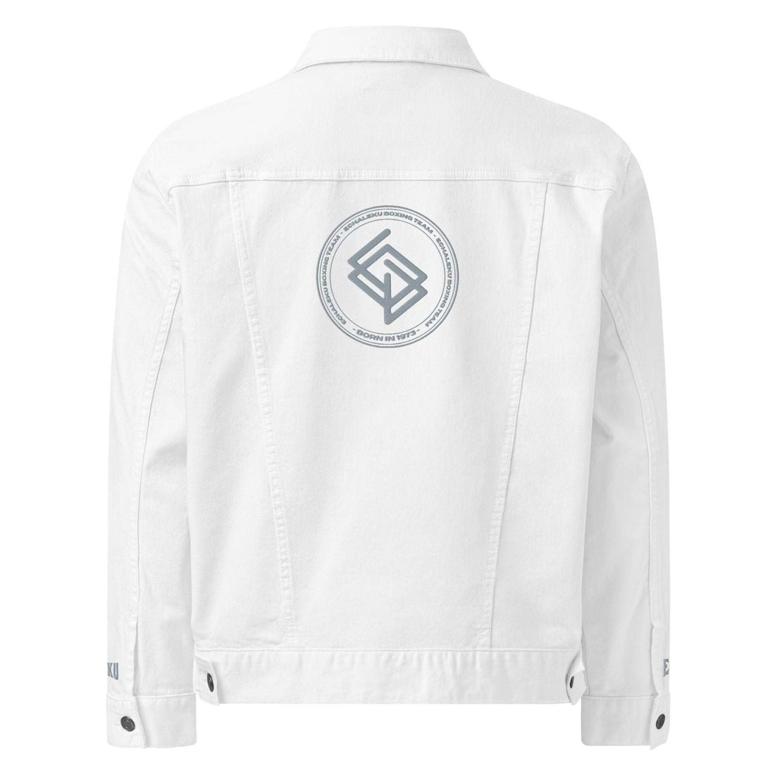 Denim jacket HOMBRE bordada Echaleku Boxing Team Blanco y gris - Echaleku Boxeo