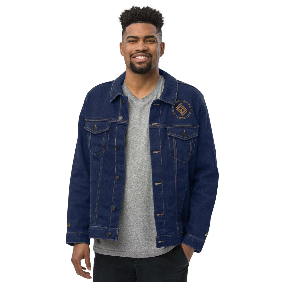 Denim jacket HOMBRE bordada Echaleku Boxing Team Classic Denim y oro viejo - Echaleku Boxeo