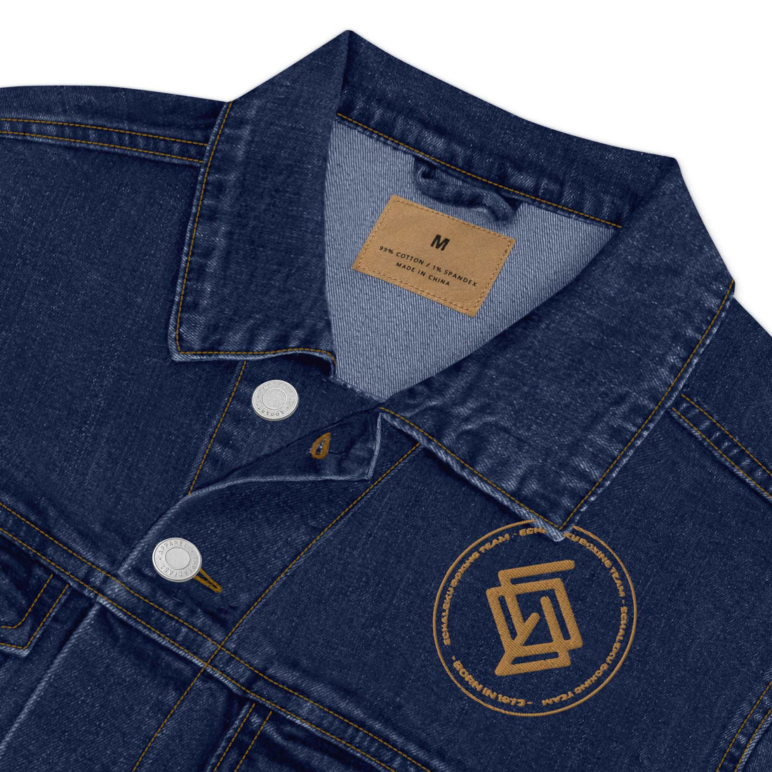 Denim jacket HOMBRE bordada Echaleku Boxing Team Classic Denim y oro viejo - Echaleku Boxeo