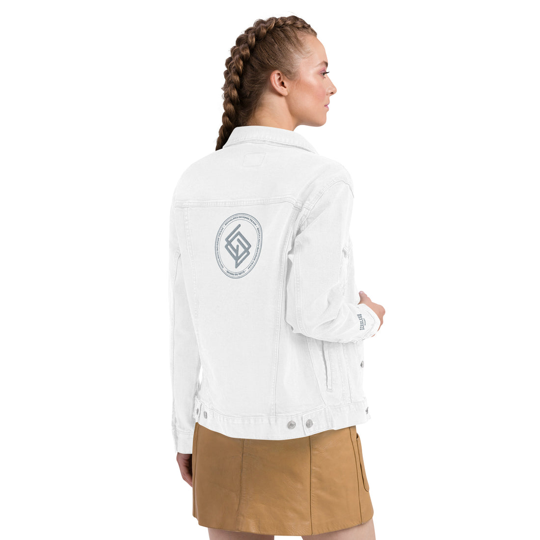 Denim jacket MUJER bordada Echaleku Boxing Team Blanco y gris - Echaleku Boxeo