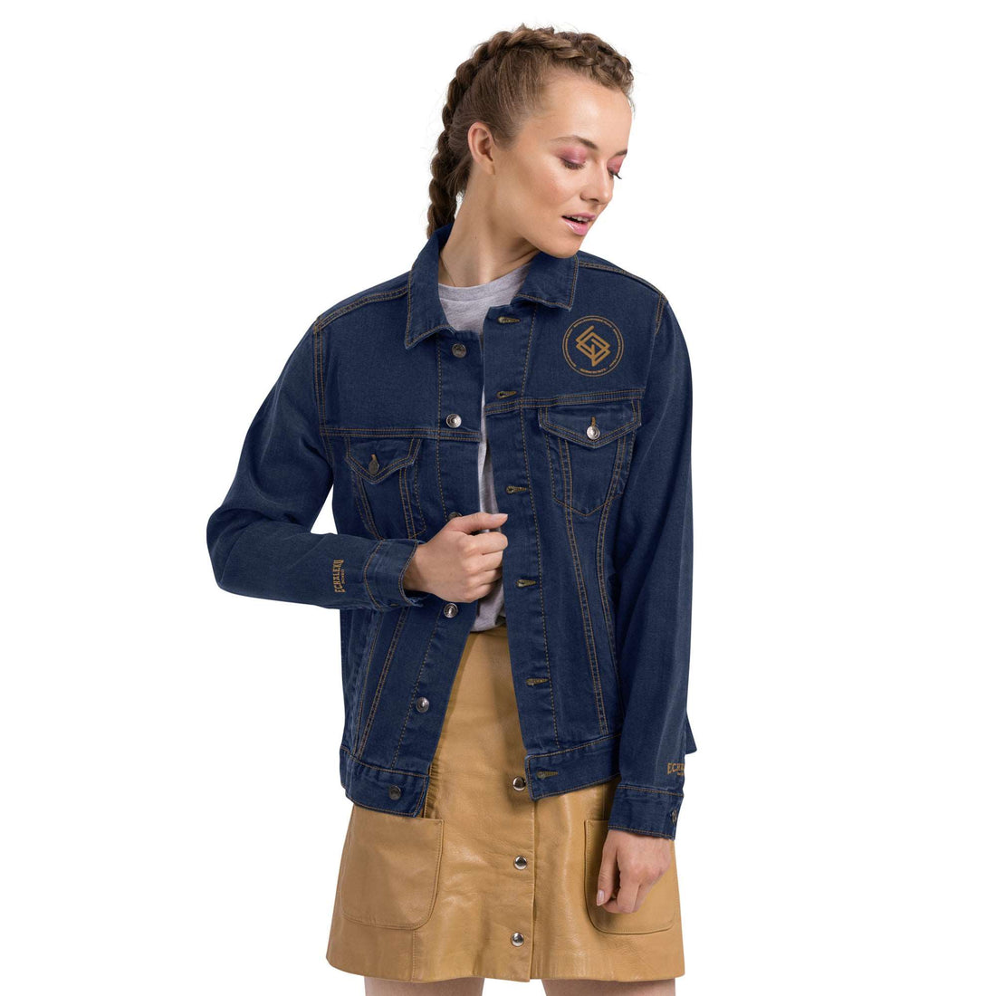 Denim jacket MUJER bordada Echaleku Boxing Team Classic Denim y oro viejo - Echaleku Boxeo