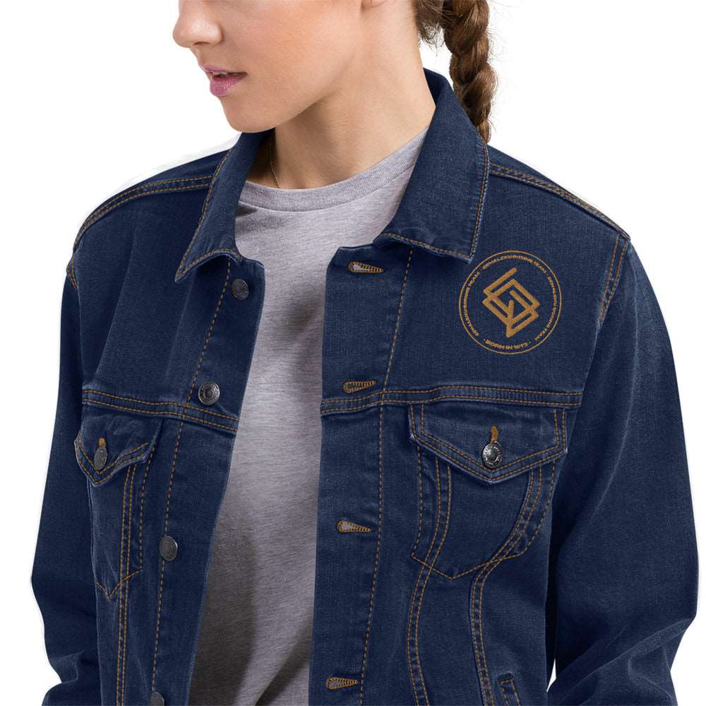 Denim jacket MUJER bordada Echaleku Boxing Team Classic Denim y oro viejo - Echaleku Boxeo