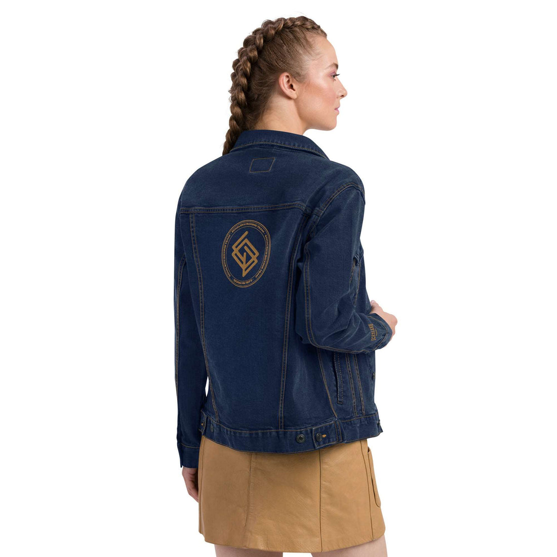 Denim jacket MUJER bordada Echaleku Boxing Team Classic Denim y oro viejo - Echaleku Boxeo