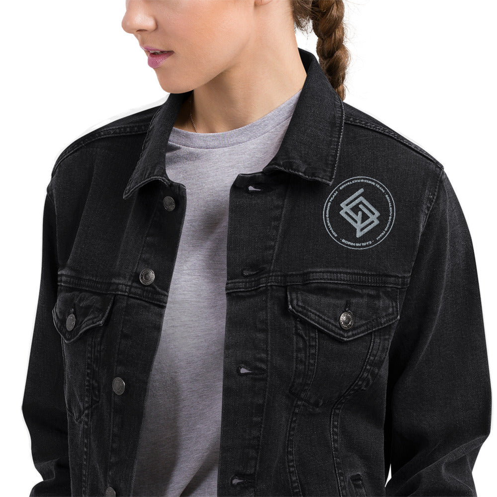 Denim jacket MUJER bordado Echaleku Boxing Team Negro y gris - Echaleku Boxeo