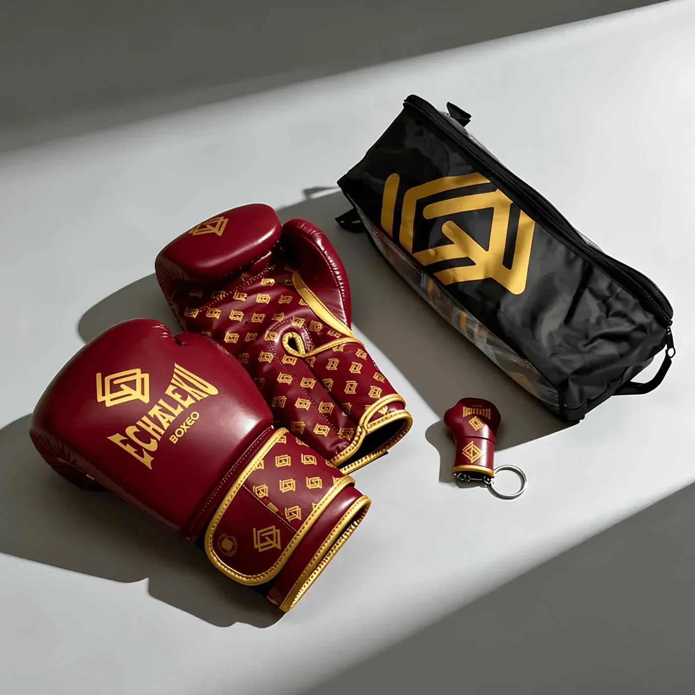 GUANTES PREMIUM ENTRENAMIENTO BOXEO AMATEUR: Original. Burdeos y Dorado (V3.0) - Echaleku Boxeo