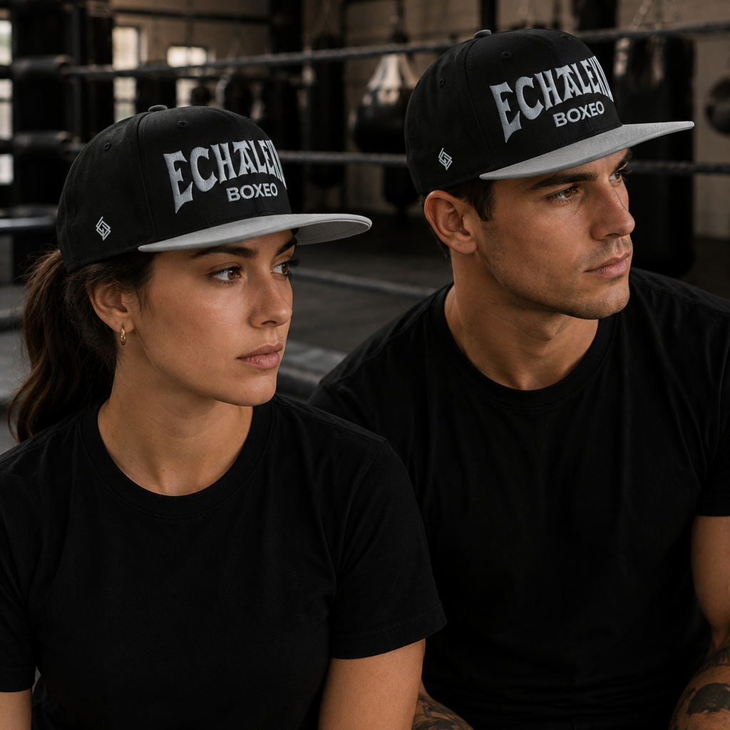 Gorra Echaleku Boxeo Snapback Hat Bicolor Negra y detalles en Gris