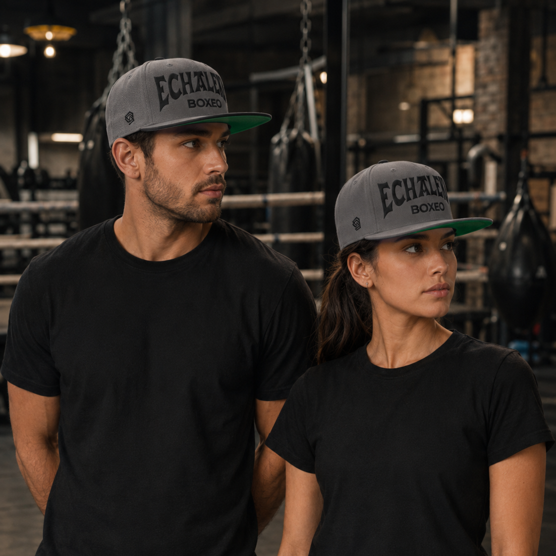Gorra Echaleku Boxeo Snapback Hat Gris y Negro