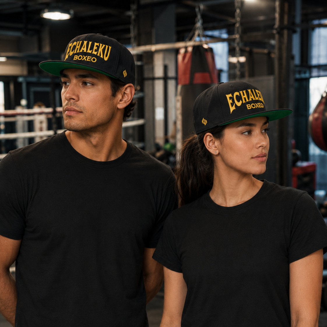 Gorra Echaleku Boxeo Snapback Hat Negro y Dorado