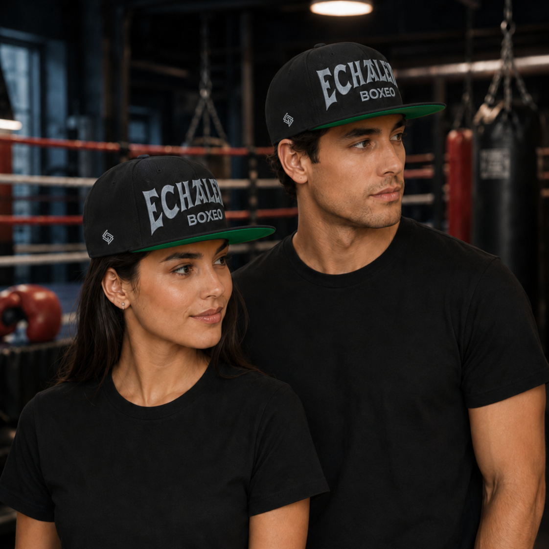 Gorra Echaleku Boxeo Snapback Hat Negro y Gris