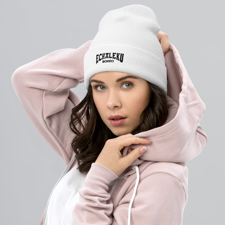 Gorro invierno BORDADO tejido hipoalergénico Echaleku Boxeo Blanco y negro M - Echaleku Boxeo