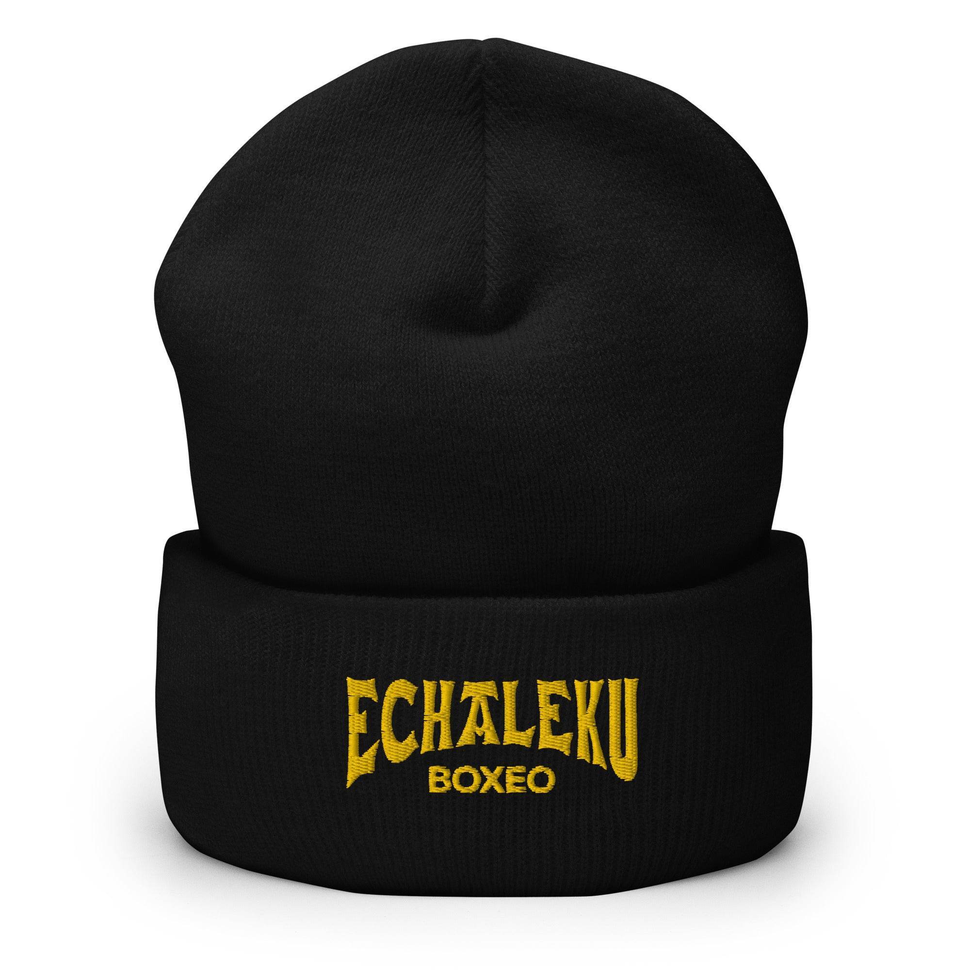 Gorro invierno BORDADO tejido hipoalergénico Echaleku Boxeo Negro y dorado M - Echaleku Boxeo