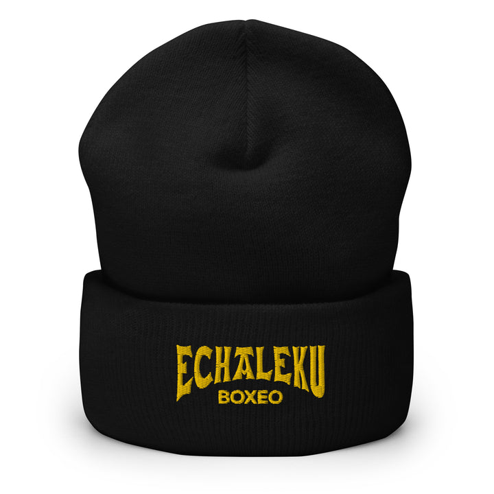 Gorro invierno BORDADO tejido hipoalergénico Echaleku Boxeo Negro y dorado M - Echaleku Boxeo