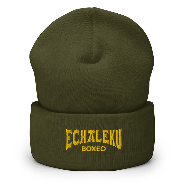 Gorro invierno BORDADO tejido hipoalergénico Echaleku Boxeo Verde militar y dorado M - Echaleku Boxeo