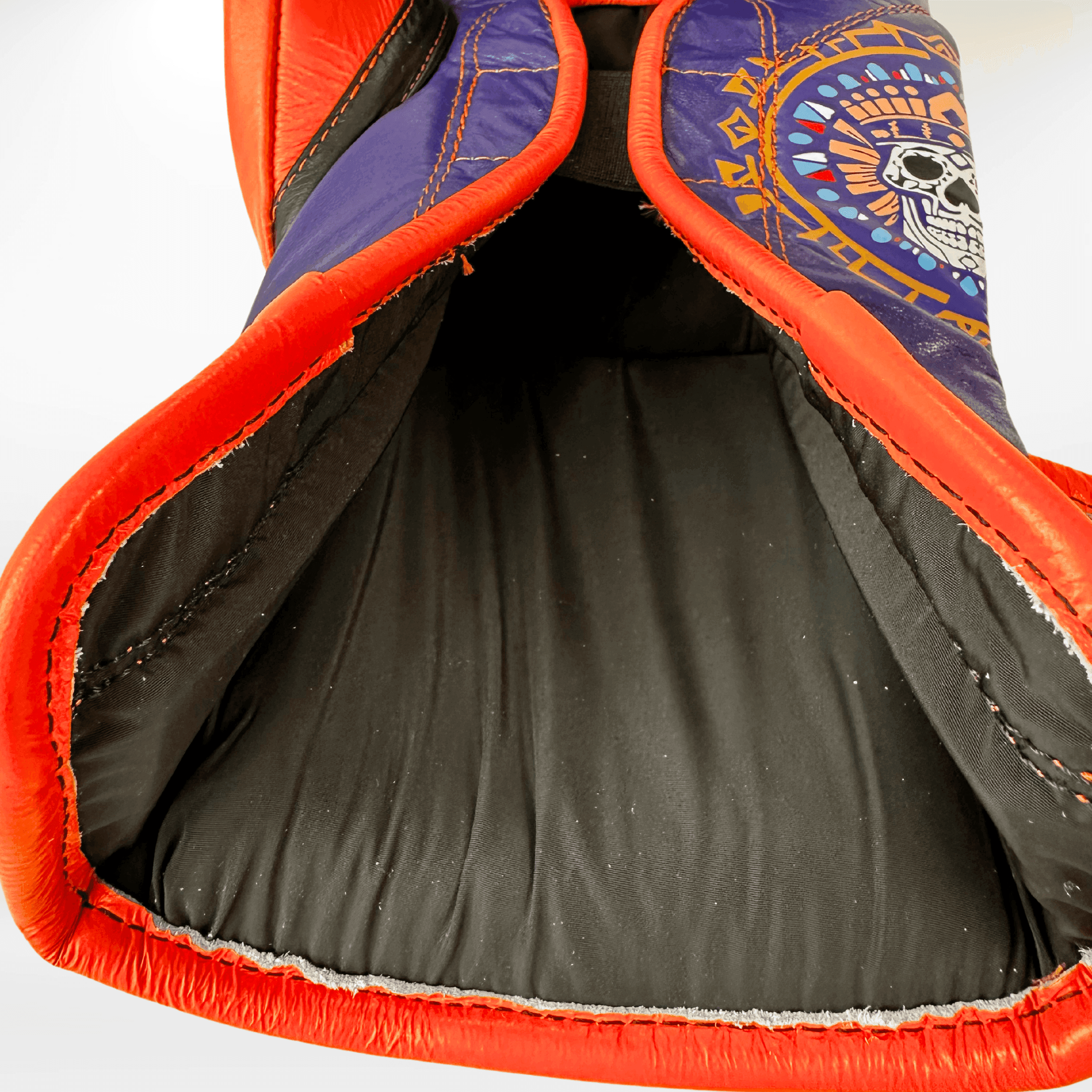 DUPLA Casco Boxeo Barra Piel Negro y Dorado + AZTECA Morado y Naranja - Echaleku Boxeo