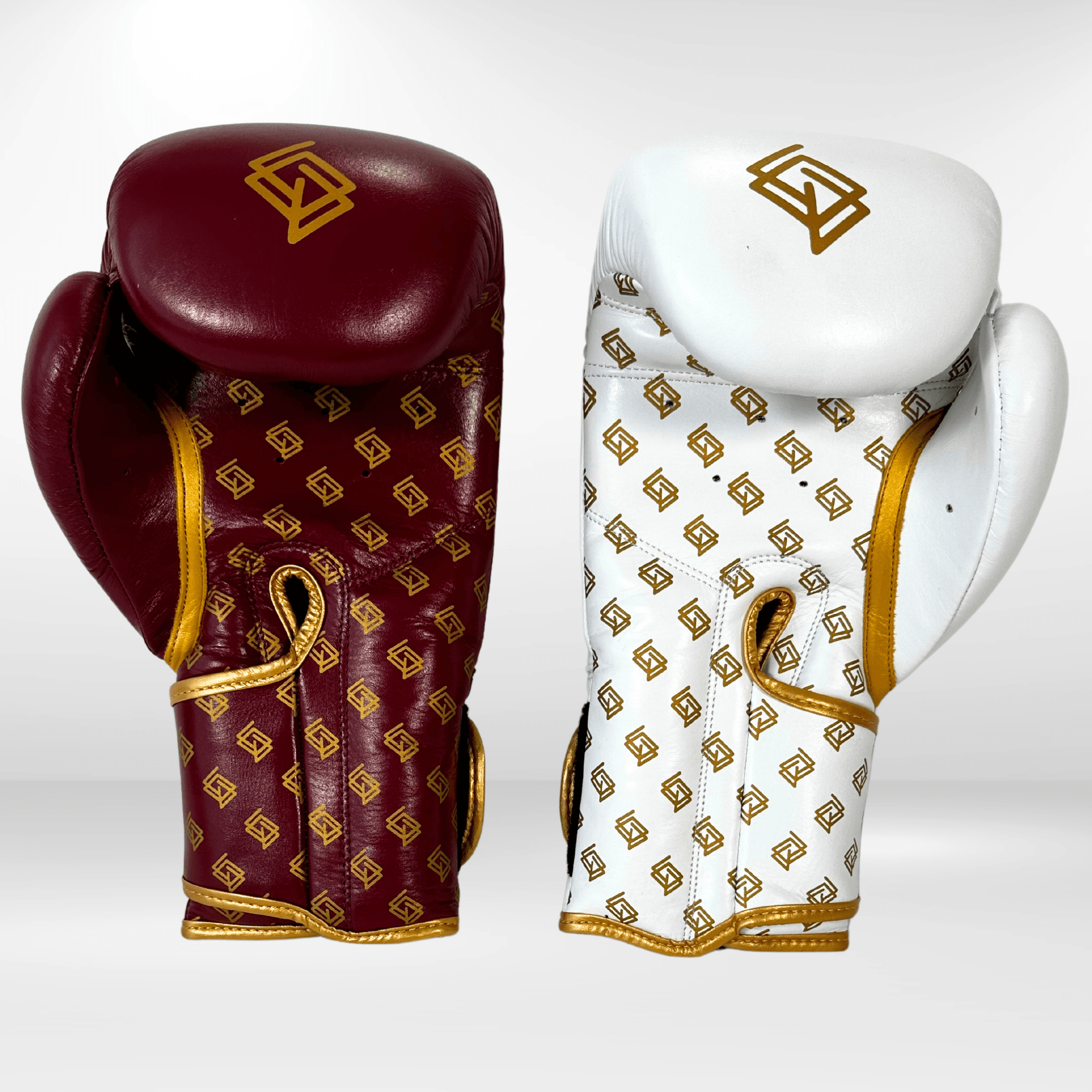 Handmix. GUANTES PREMIUM ENTRENAMIENTO BOXEO AMATEUR: Blanco/Burdeos + Dorado (V3.0) - Echaleku Boxeo