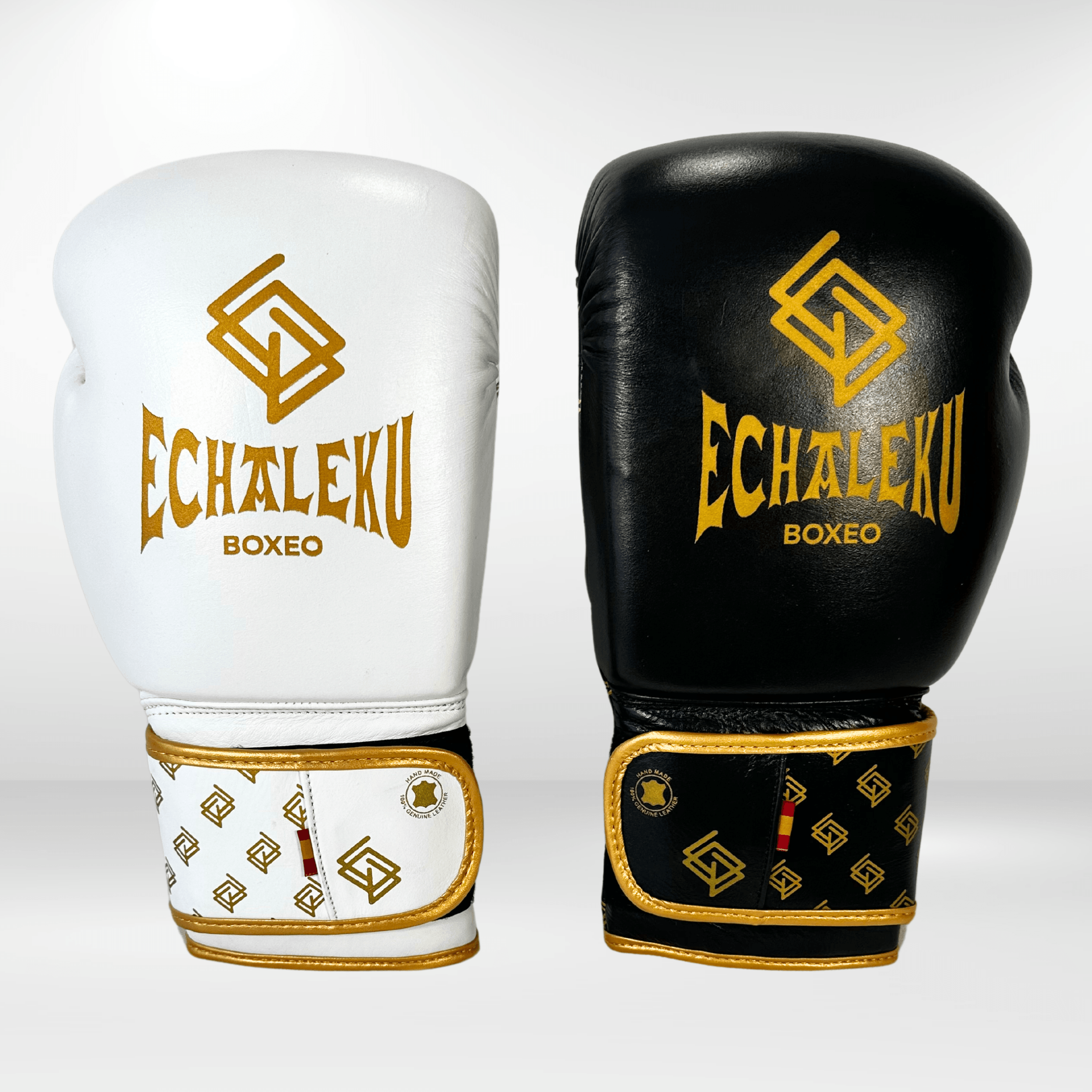 Handmix. GUANTES PREMIUM ENTRENAMIENTO BOXEO AMATEUR: Blanco/Negro + Dorado (v3.0) - Echaleku Boxeo