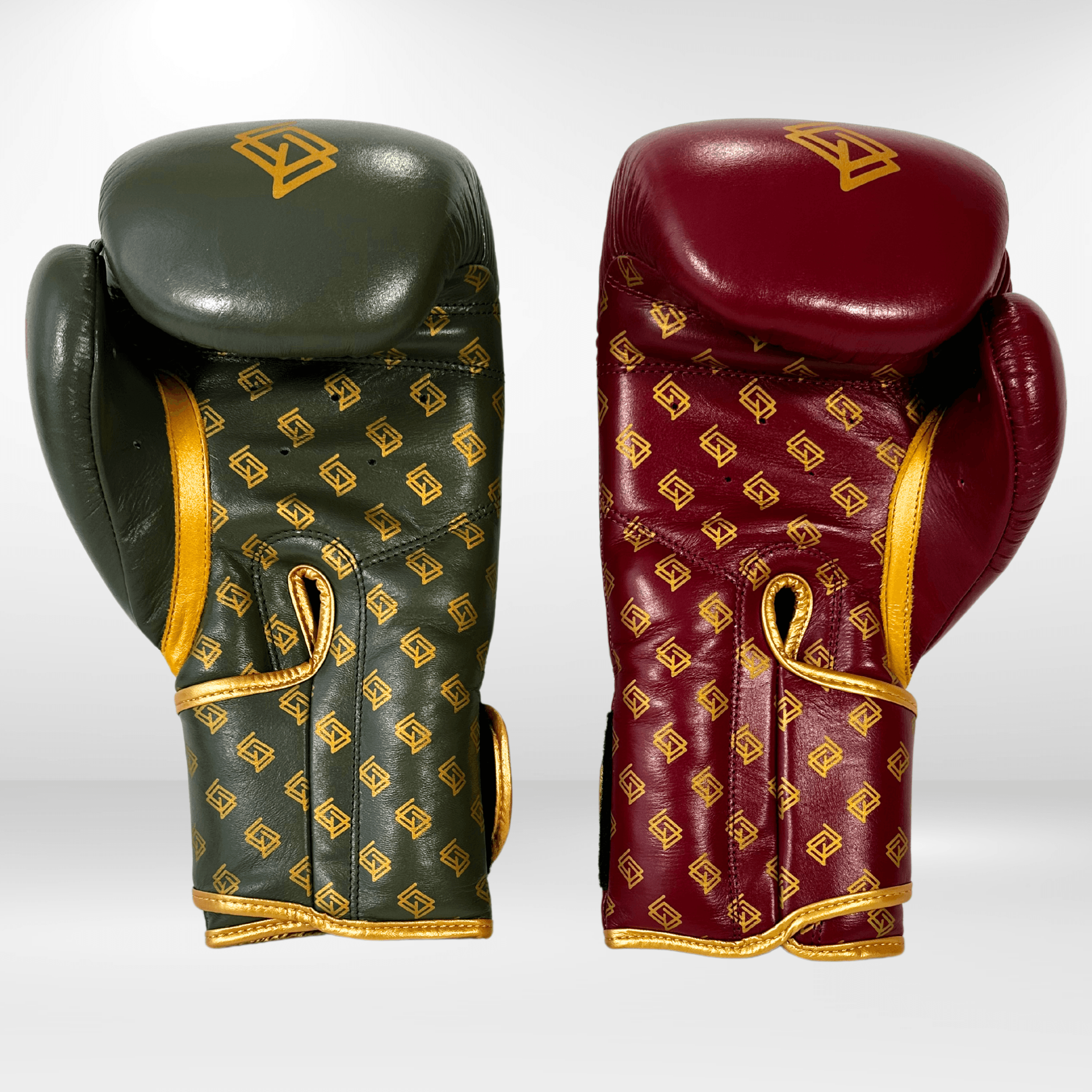 Handmix. GUANTES PREMIUM ENTRENAMIENTO BOXEO AMATEUR: Burdeos/Verde Militar + Dorado (V3.0) - Echaleku Boxeo