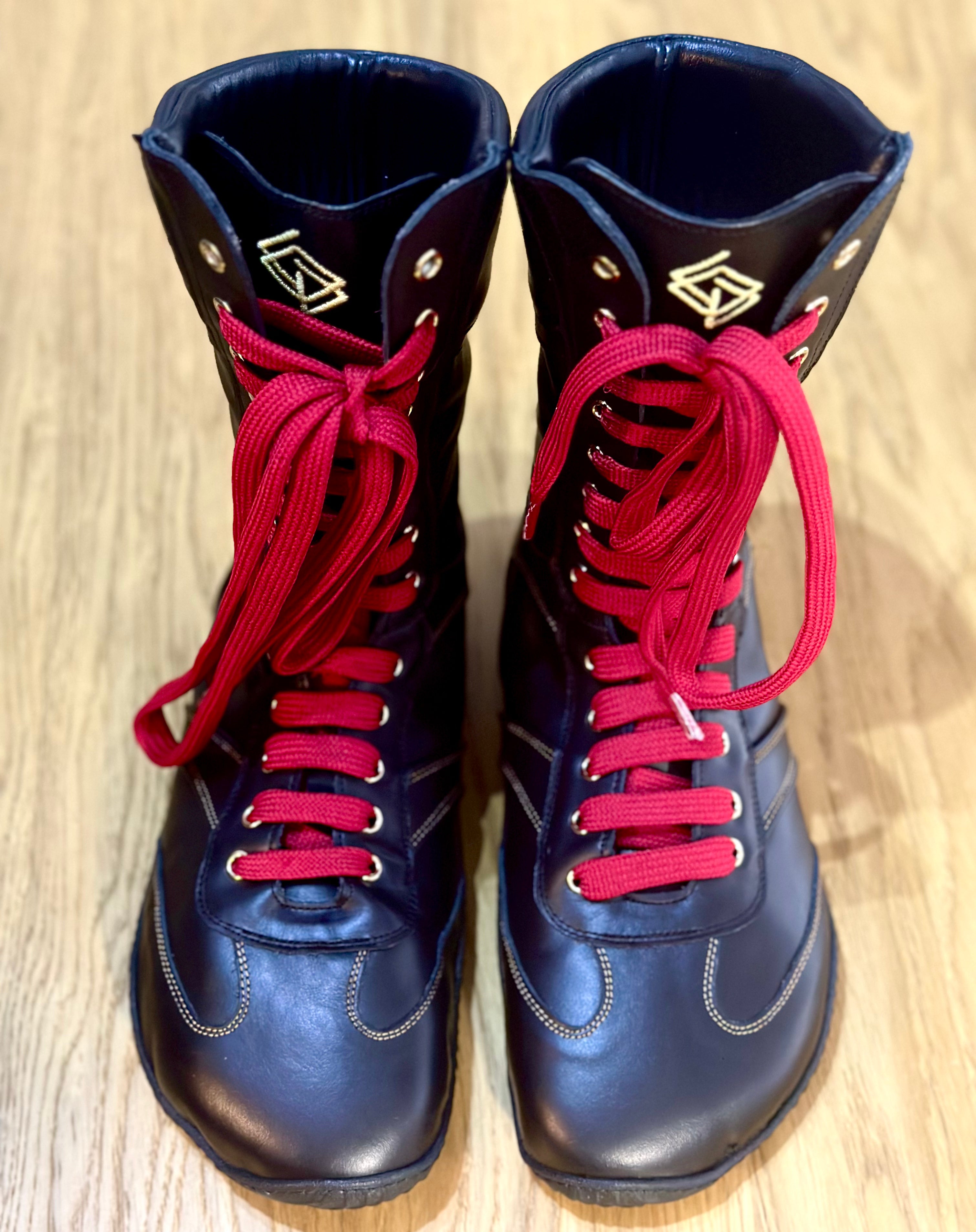 Botas Boxeo UNISEX de piel para entrenamiento y competición - MODELO MERINO – FULL BLACK