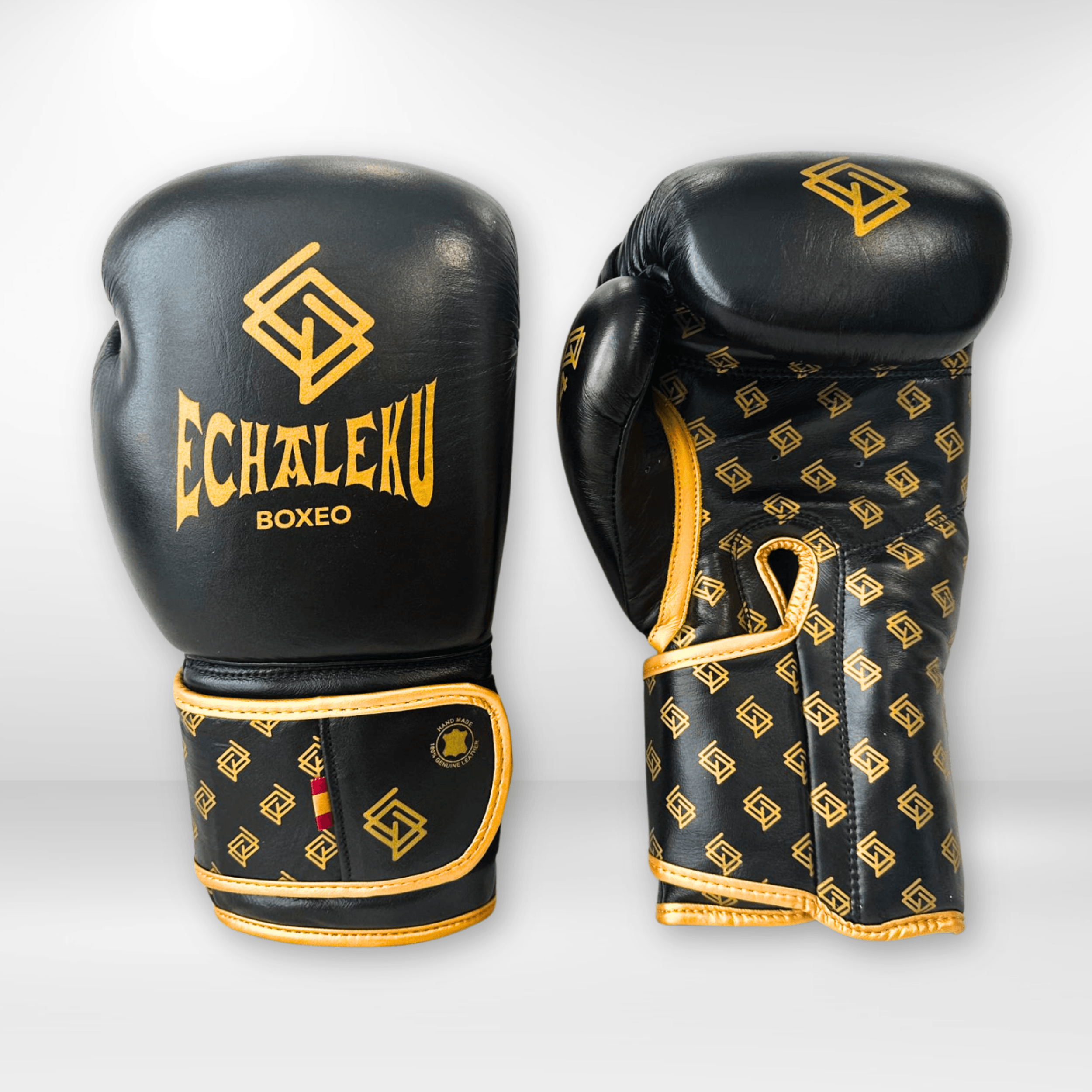 GUANTES PREMIUM ENTRENAMIENTO BOXEO AMATEUR: Dark. Negro y Dorado (V3.0) - Echaleku Boxeo