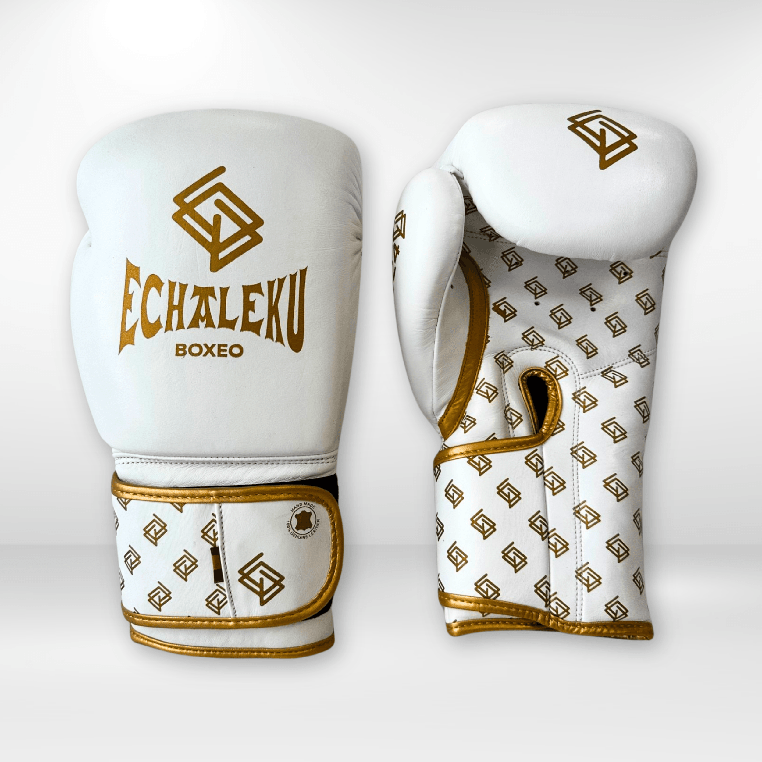 GUANTES PREMIUM ENTRENAMIENTO BOXEO AMATEUR: Glacier. Blanco y Dorado (V3.0) - Echaleku Boxeo