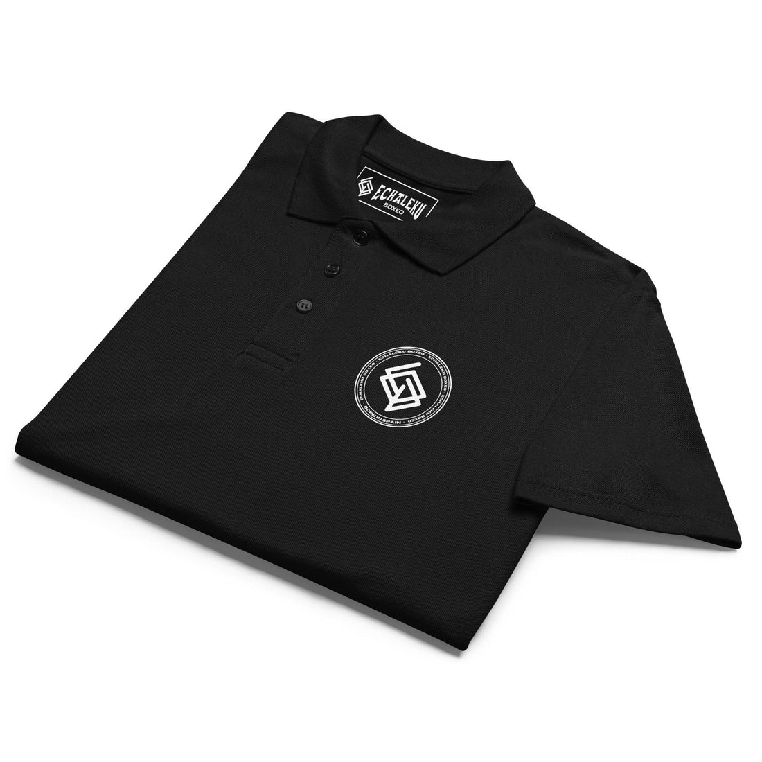 Polo algodón premium UNISEX Casual Negro y blanco. Logo frontal bordado
