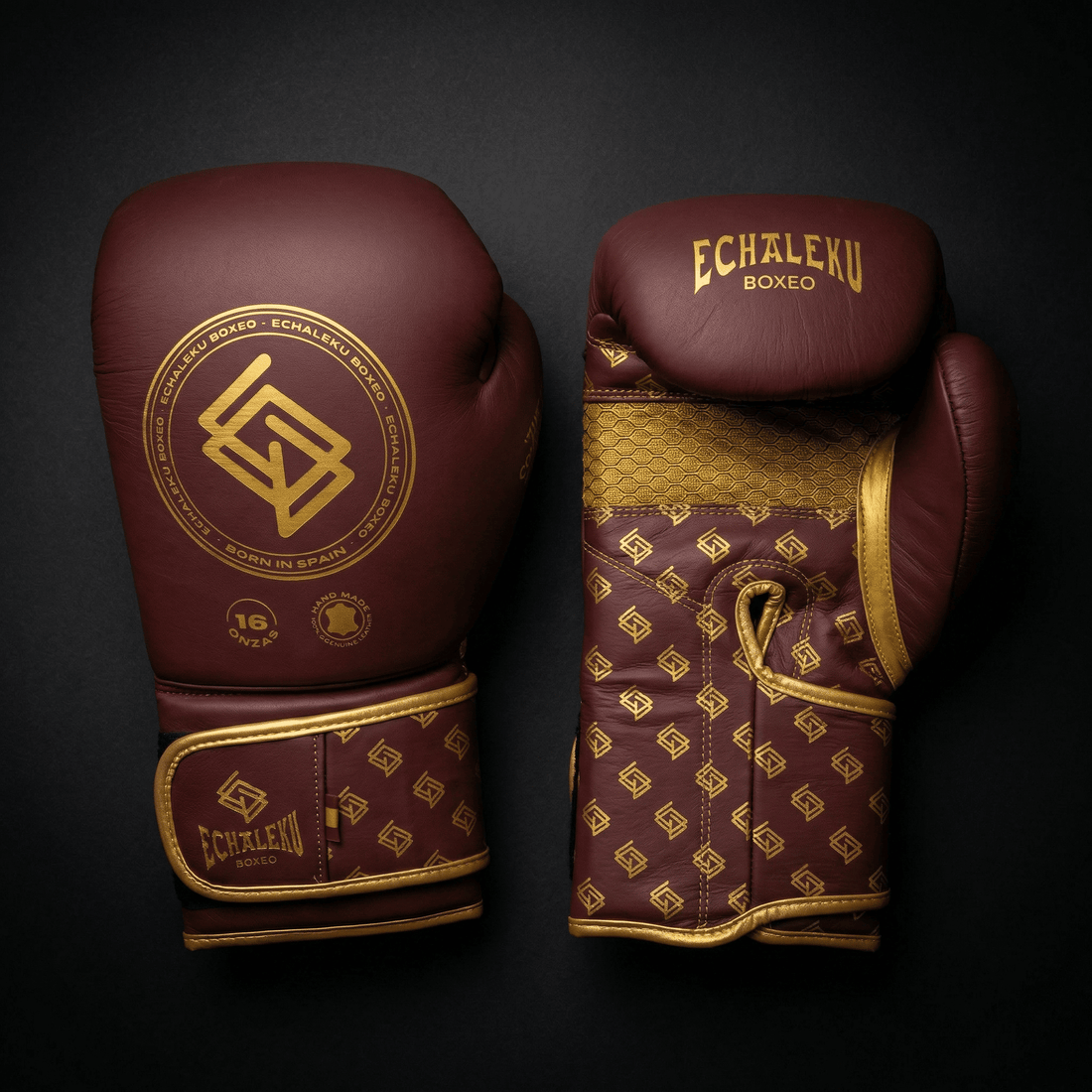 GUANTES BOXEO PREMIUM V5 FORRO 100% WATERPROOF: Original. Burdeos y Dorado (Reserva con entrega en julio)