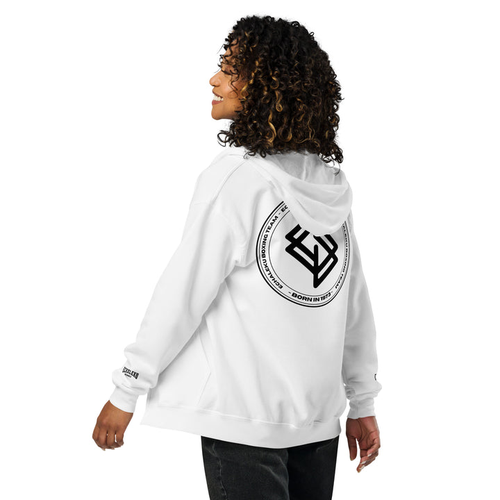 Sudadera MUJER bordada cremallera Casual Echaleku Boxing Team Blanca y Negra - Echaleku Boxeo