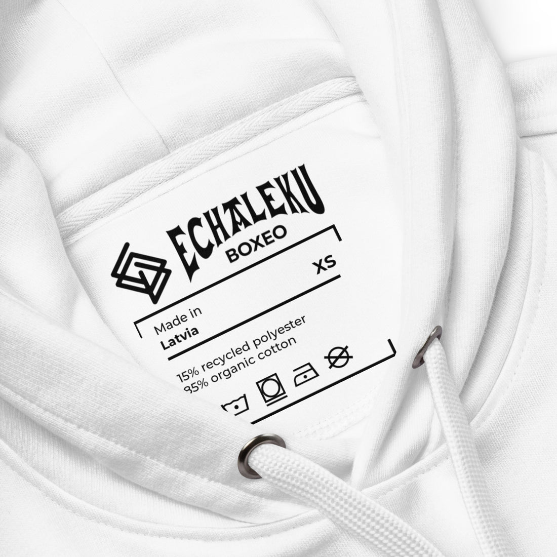 Sudadera bordada capucha Mujer Casual Echaleku Boxing Team Blanco y Negro - Echaleku Boxeo