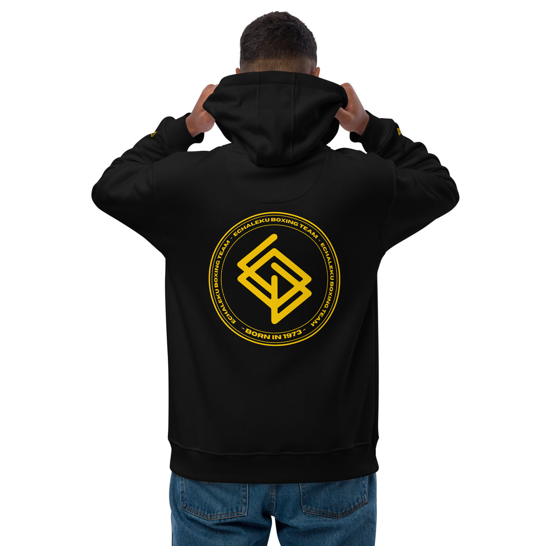 Sudadera bordada capucha HOMBRE Casual Echaleku Boxing Team Negro y Dorado - Echaleku Boxeo