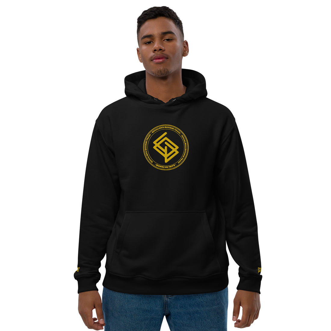 Sudadera bordada capucha HOMBRE Casual Echaleku Boxing Team Negro y Dorado - Echaleku Boxeo