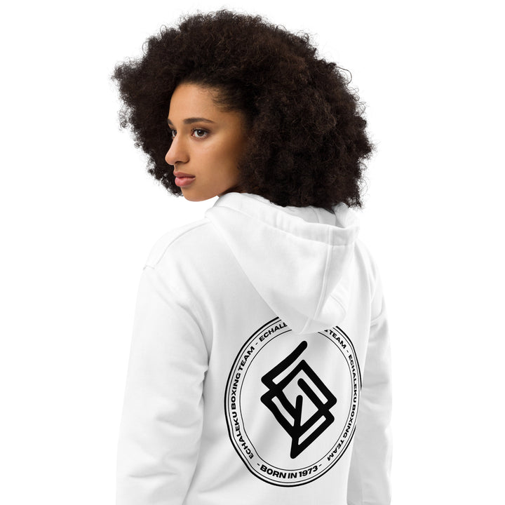 Sudadera bordada capucha Mujer Casual Echaleku Boxing Team Blanco y Negro - Echaleku Boxeo