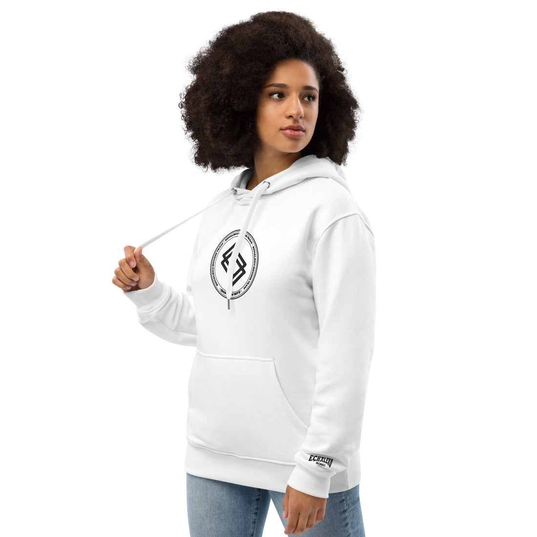 Sudadera bordada capucha Mujer Casual Echaleku Boxing Team Blanco y Negro - Echaleku Boxeo