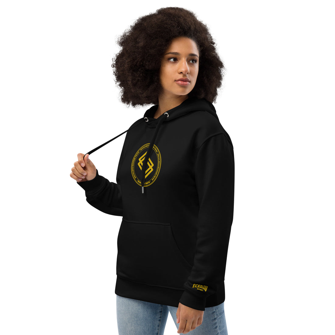 Sudadera bordada capucha Mujer Casual Echaleku Boxing Team Negro y Dorado - Echaleku Boxeo