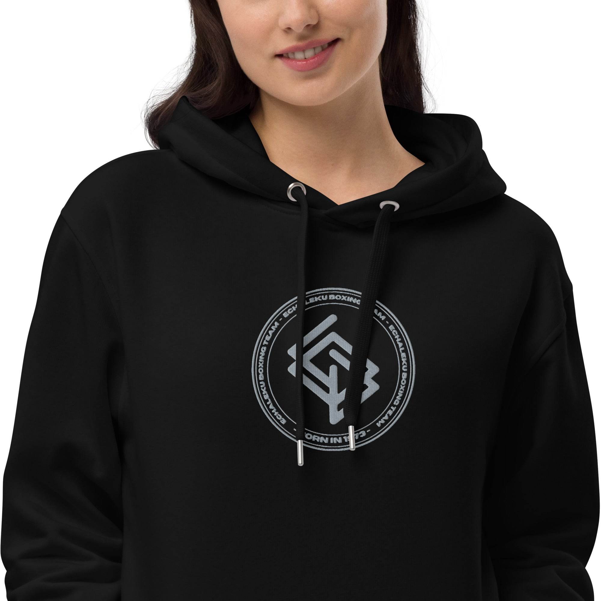 Sudadera bordada capucha Mujer Casual Echaleku Boxing Team Negro y Gris - Echaleku Boxeo