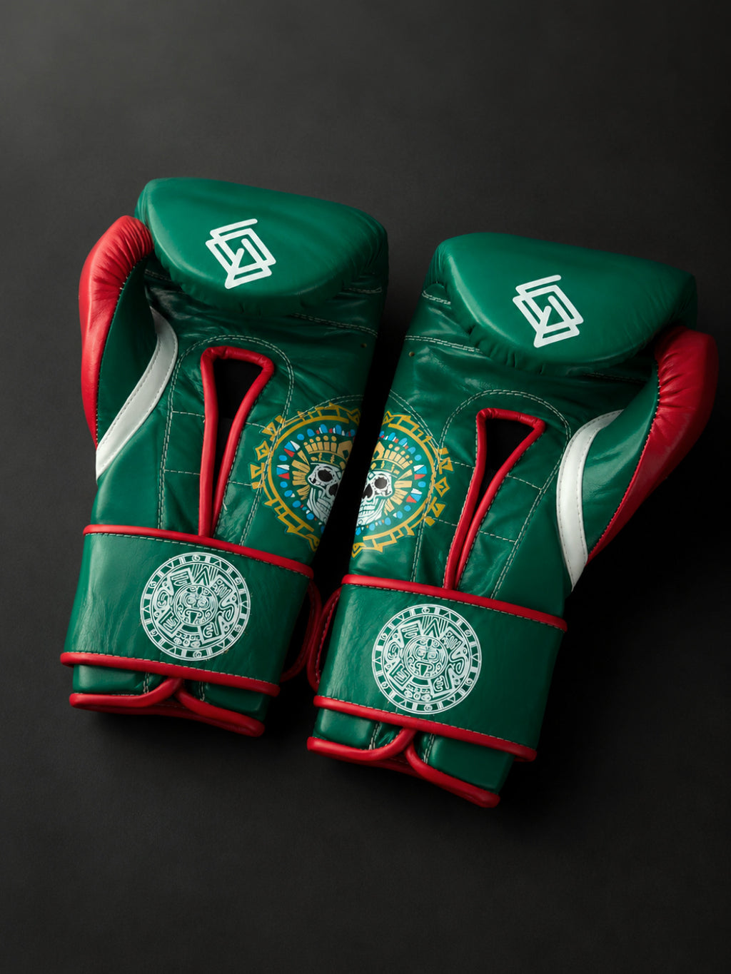 Guantes de boxeo Azteca Orgullo Mexicano, vista posterior del par