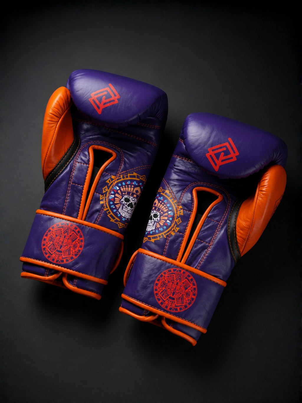 Guantes de boxeo Azteca Vida o Muerte, vista posterior del par
