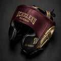 Casco de boxeo de pómulos personalizado Echaleku Boxeo burdeos, negro y oro con TU NOMBRE
