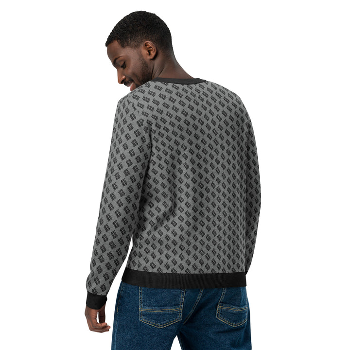 Jersey clásico de punto con cuello redondo negro y gris