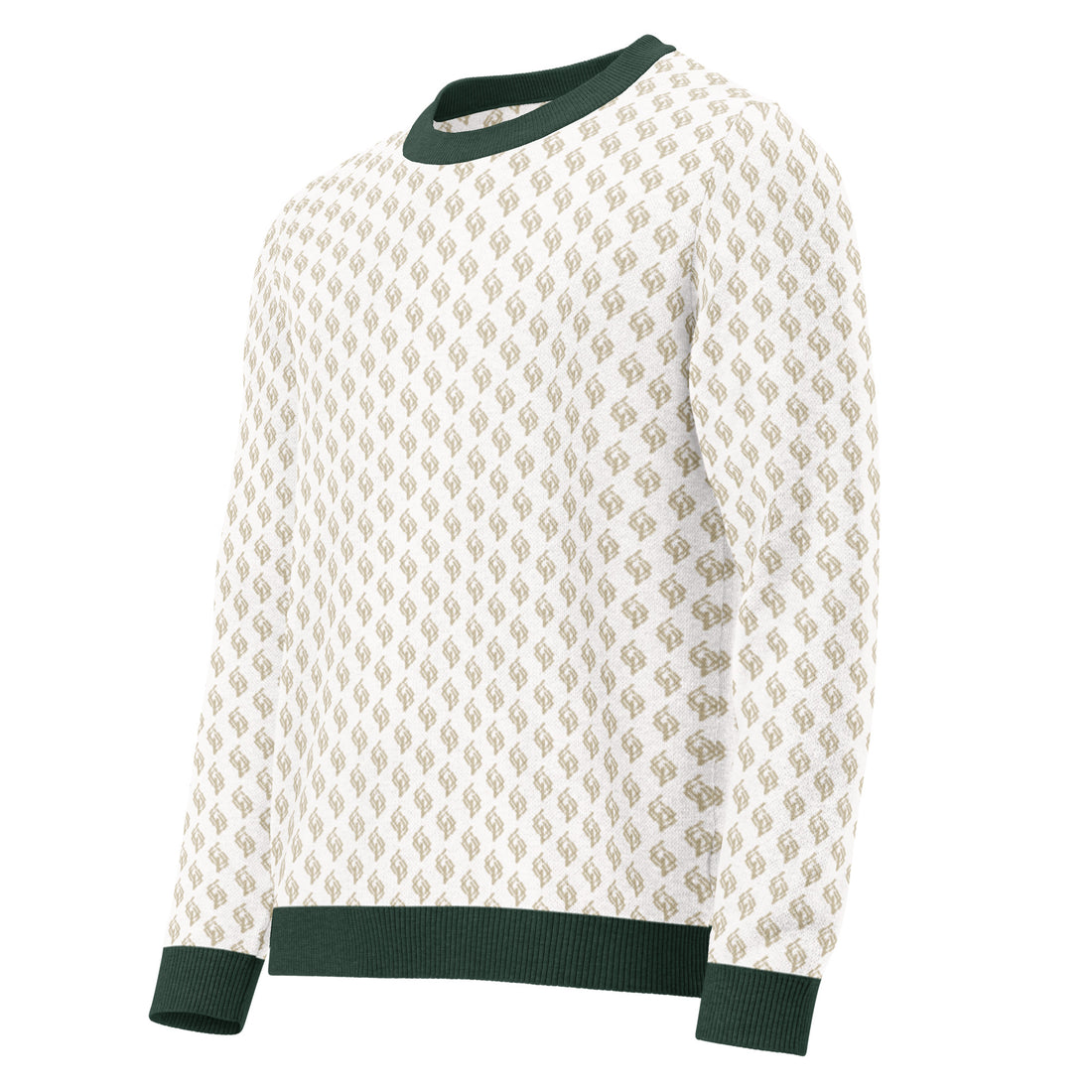 Jersey clásico de punto con cuello redondo blanco y verde